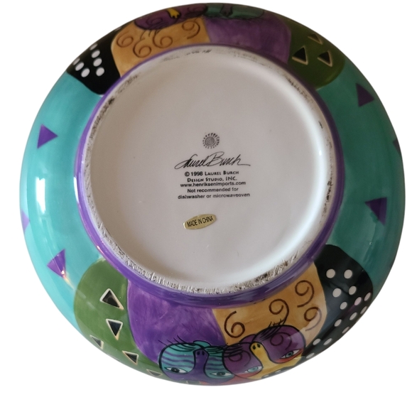 vintage 1998 laurel burch ganz colorful cat design bowl - Picture 2 of 5
